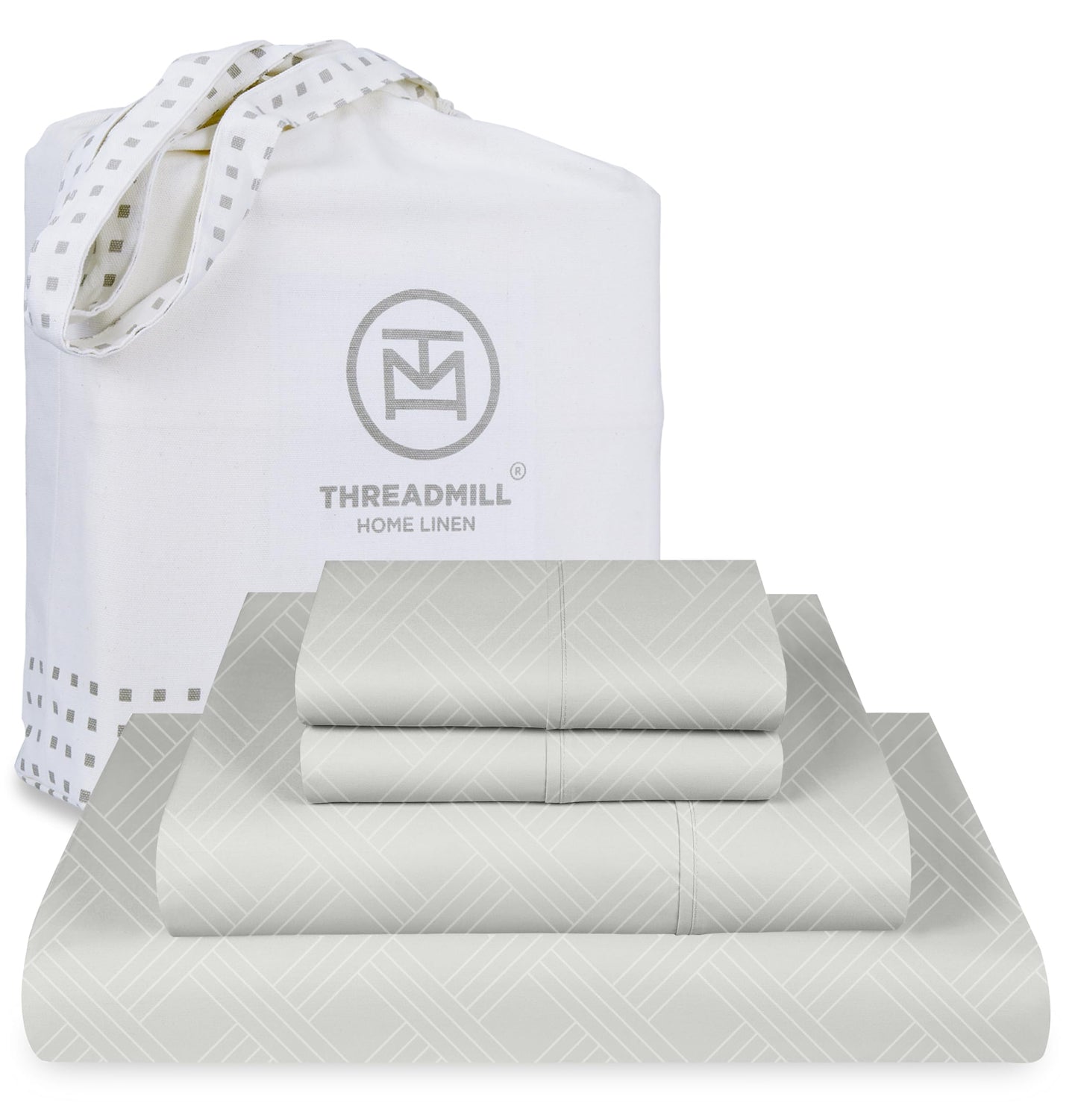 Threadmill Luxury 100% Cotton King Size Sheets Set- 800 Thread Count Jacquard Celine Hotel White, Better Than Egyptian Cotton,4 Pc Striped Bed Set, Damask Bed Sheets with 16" Deep Pocket