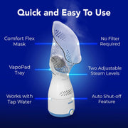 Vicks Sinus Inhaler - Non-Medicated Steam Relief for Allergies, Congestion, Cough & Colds, Vocal Steamer, Soothes Nasal & Throat Passages, Works with VapoPads (1 Included)