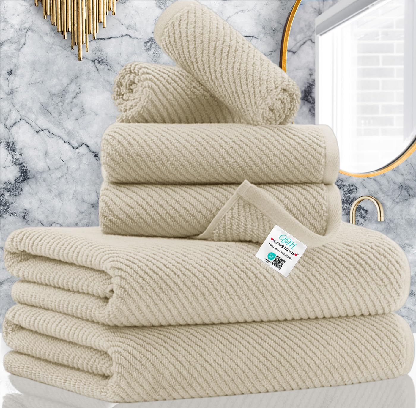 VOOVA & MOVAS Burgundy Towel Set - 100% Cotton | Lightweight | Soft | Quick Dry, 6 Piece Towel Set,2 Large Bath 30"x56", 2 Hand 18"x28", 2 Washcloths 13"x13", Towels Gift Set, Red Towels