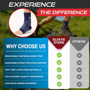 Sleeve Stars Ankle Brace for Women & Men, Ankle Wrap for Sprain, Compression Sleeve for Plantar Fasciitis Relief, Easy Customizable Support: w/ Removable Strap (Single/M:10"-12"/Black)