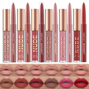 LANGMANNI 6 Matte Lipstick with 6 Lipliners Durable Makeup Set,Long-Lasting Non-Stick Cup Not Fade Waterproof Pigmented Velvet Lipgloss Kit Beauty Cosmetics Makeup Gift for Girls (#A)