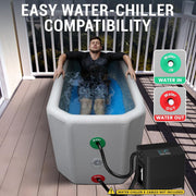 XXL Cold Plunge Tub for Athletes, Compatible with Water Chillers, 224-Gallon Inflatable Ice Bath Tub with Insulated Lid, Thermometer, Water-Absorbent Mat, Portable Ice Pod for Cold Water Therapy