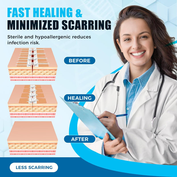 Sutures Butterfly Bandaids - 4 Pcs Laceration Closure Kit - Surgical Laceration Repair Without Sew - Quick Clot -Emergency Wound Closures Device (PU)