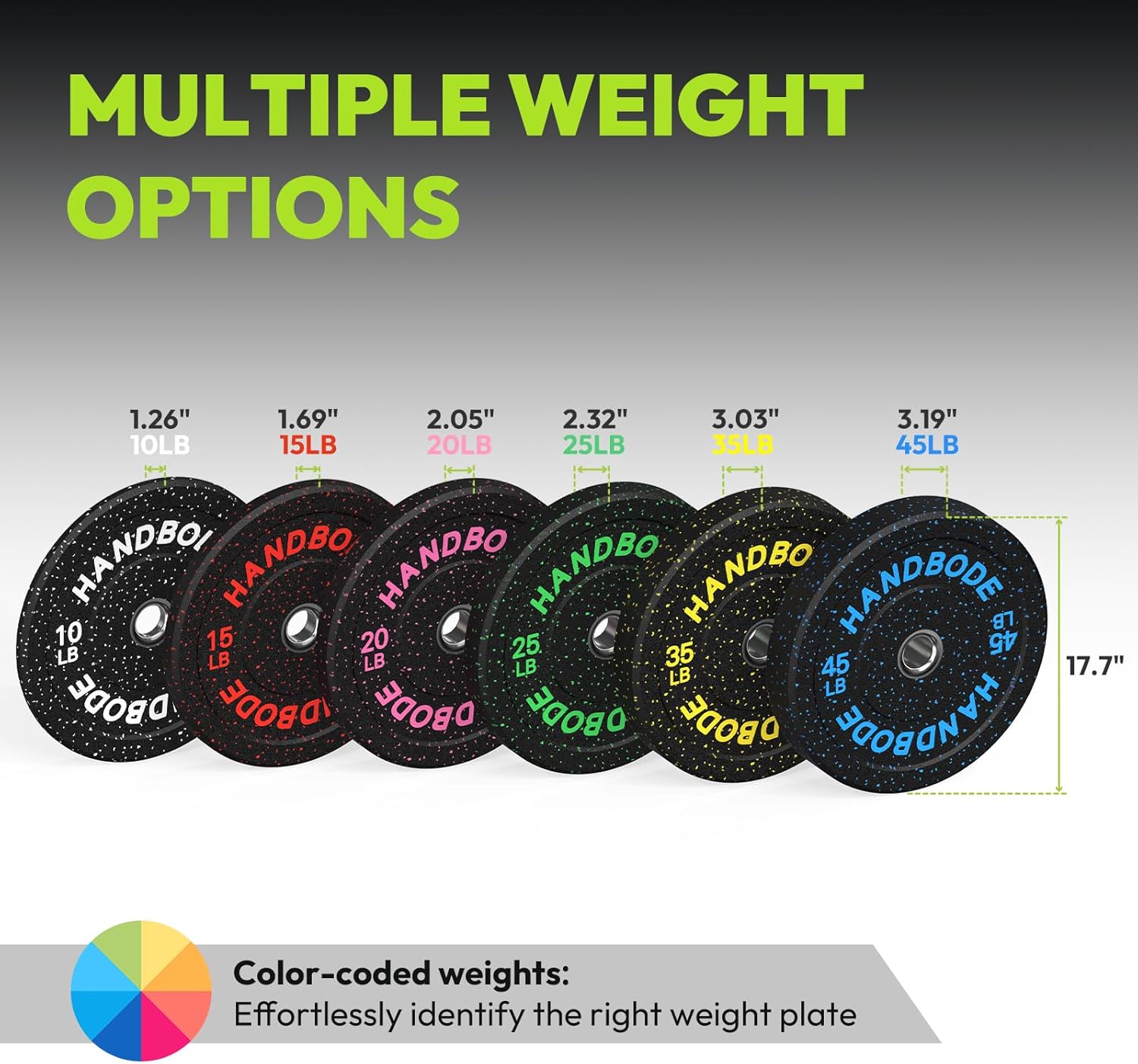 Bumper Plate Olympic Weight Plate Set 2 - Inch, 10-55 lb Barbell Weight Plates for Home Gym, Black Rubber Strength Training Plate for Weight Lifting with 45 lb (20 kg) Black/Silver Barbell