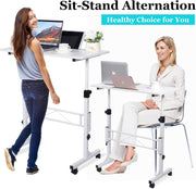 KLSMYHOKI Standing Desk Adjustable Height, Mobile Stand Up Desk with Wheels Small Computer Desk Rolling Desks, Portable Laptop Desk White Standing Table Home Office Desks 16"x31.5" Height 27"-43.5"