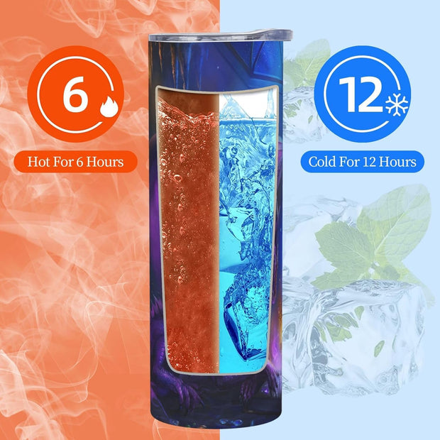 Purple Dragon Art Tumbler 20 Oz Coffee Cup with Lid and Straw Stainless Steel Mug Insulated Tumbler Travel Mug Home Office Gifts