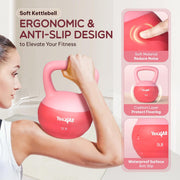 Yes4All Soft Kettlebell, PVC Kettlebells Exercise Weights & Color-Coded Strength Training Kettlebells with 4 Options (5,10,15,20lb), Gentle Hand Weights for Women at Home