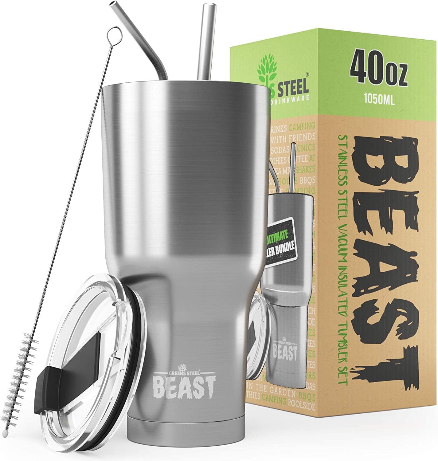 Beast 50 oz Tumbler Stainless Steel Vacuum Insulated Coffee Ice Cup Double Wall Travel Flask (Arctic White)