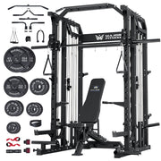 Major Fitness Drone2 Smith△ Machine – All-in-One Home Gym Squat Rack with Weight Bar, Dual LAT Pull-Down Systems & Cable Crossover Machine for Full-Body Workouts