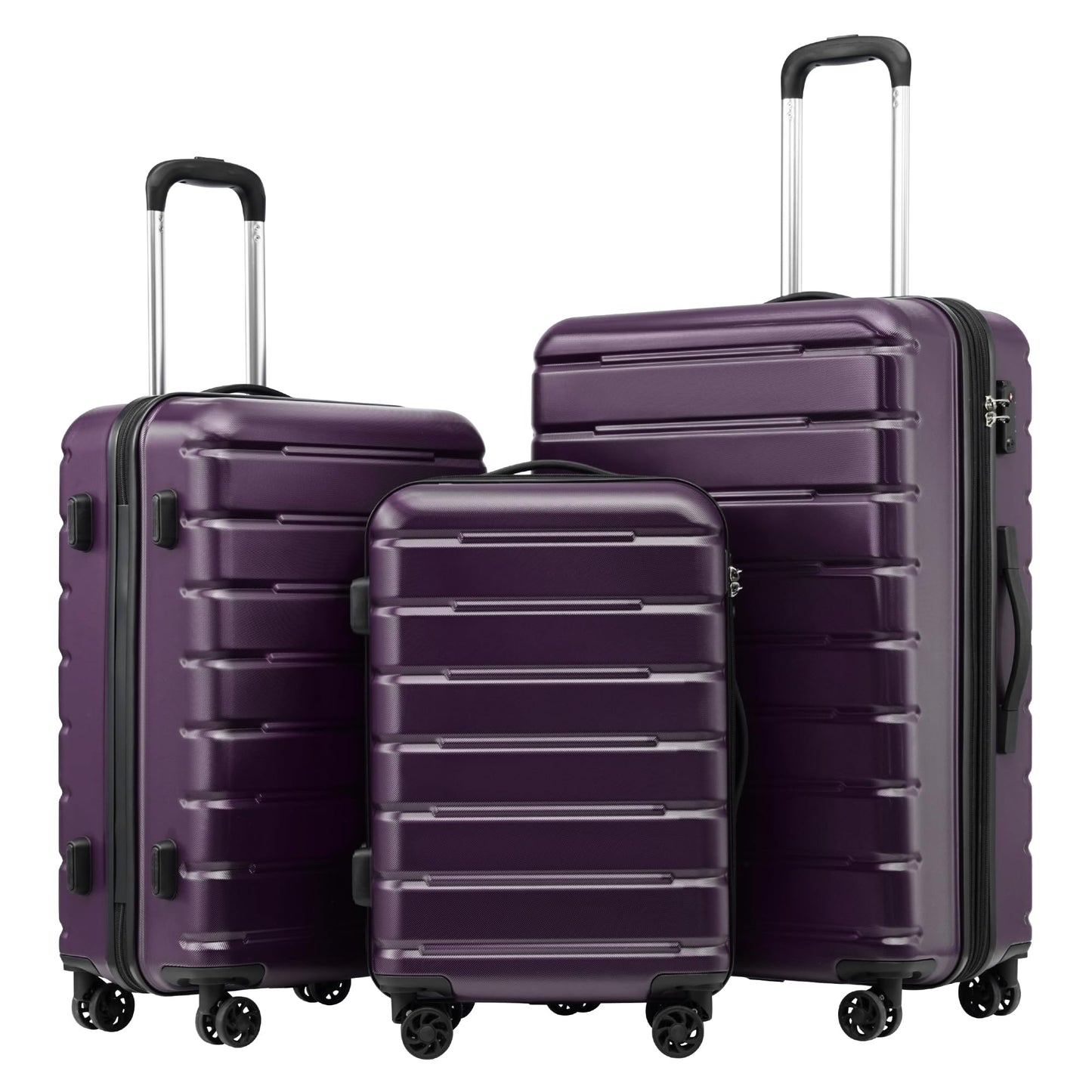 Coolife Luggage Suitcase Carry-on Spinner TSA Lock USB Port Expandable (only 28’’) Lightweight Hardside Luggage (Teal Blue, 3 piece set)
