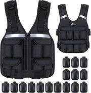Sportneer Adjustable Weighted Vest Weights: 2-18 lbs/2-40 lbs Washable Weight Vest 16 In 1 Fast Adjust Rucking Vest for Women and Men Home Gym Workout Fitness Strength Training Vests