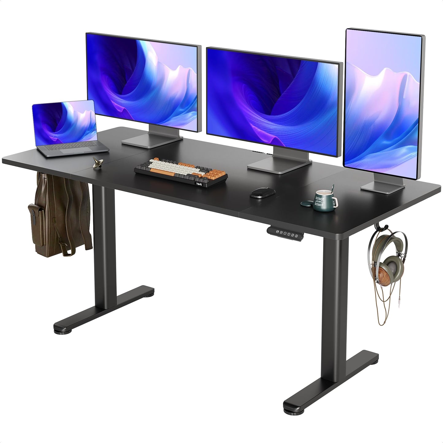 INNOVAR Electric Standing Desk, Adjustable Height Stand up Desks, 48 x 24 Inches Sit Stand up Desk for Home Office Computing, 3-Preset Memory Height Ergonomic Rising Desks, Black