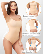 LEVAO Shapewear Bodysuits for Women Tummy Control Body Suits Seamless Sculpting Thong Body Shaper XS-XL