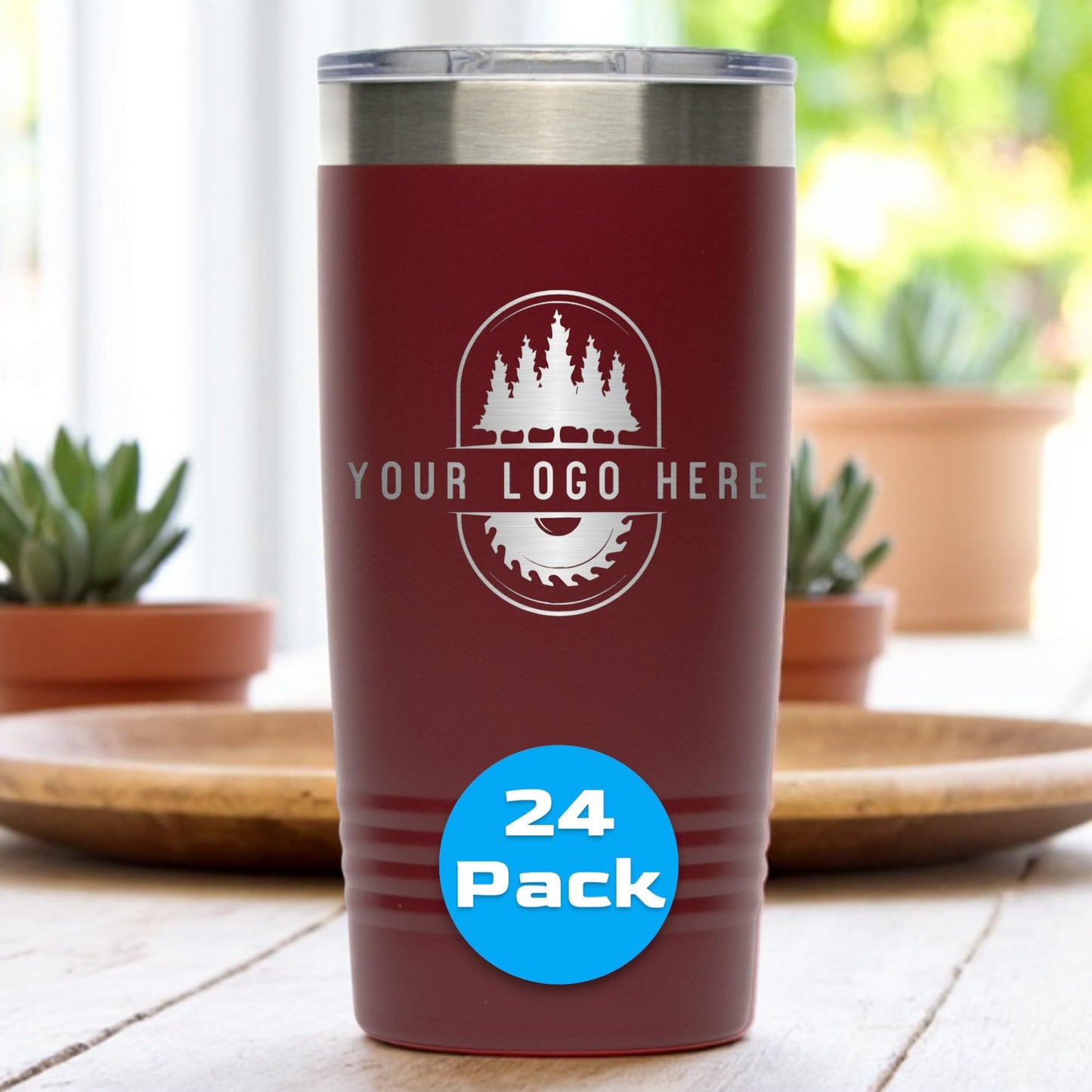 20oz Stainless Steel Tumbler - Upload Your Logo, Custom Engraved, Double Wall Vacuum Insulated Travel Mug, Ideal for Corporate Gifts, Events, and Sports Teams
