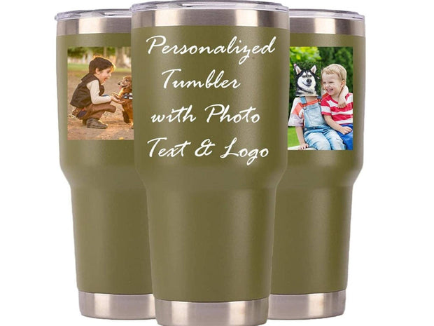 Personalized Photo 20oz 30oz Stainless Steel Tumbler,Custom Coffee Tumbler Cup With Lid And Strawstraw Vacuum Insulated With Text Photo Logo (PERSONALIZED)
