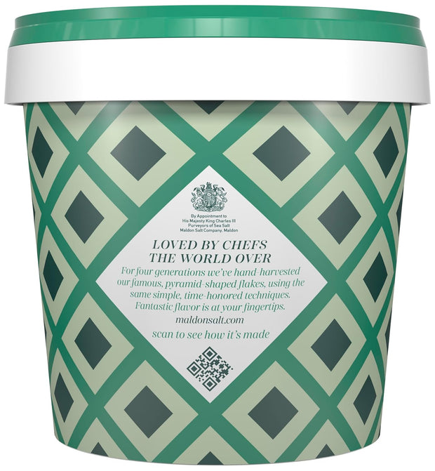 Maldon Salt, Sea Salt Flakes, 20 oz (570 g), Resealable Tub, Kosher, Natural, Handcrafted, Gourmet, Pyramid Crystals
