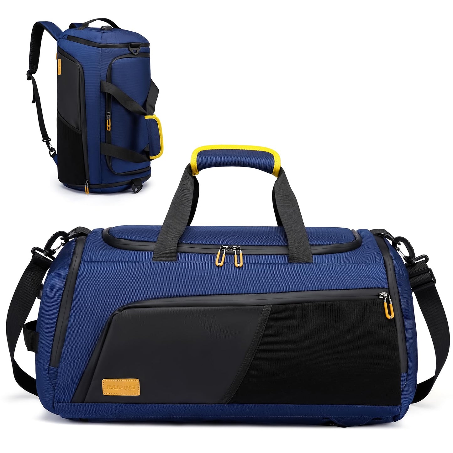 Gym Duffle Bag for Men Women, Travel Duffel Bag Backpack with Shoe Compartment & Wet Pocket, 50L Waterproof Sports Overnight Weekender Bag with USB Port, Black