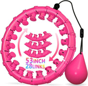 Weighted Hula Infinity Fitness Hoop for Adult Weight Loss, 2 in 1 Smart Fitness Workout Hula Circle Hoops with 28 Links(53 Inch), Exercise Fit Hoop Suitable for Women and Beginners