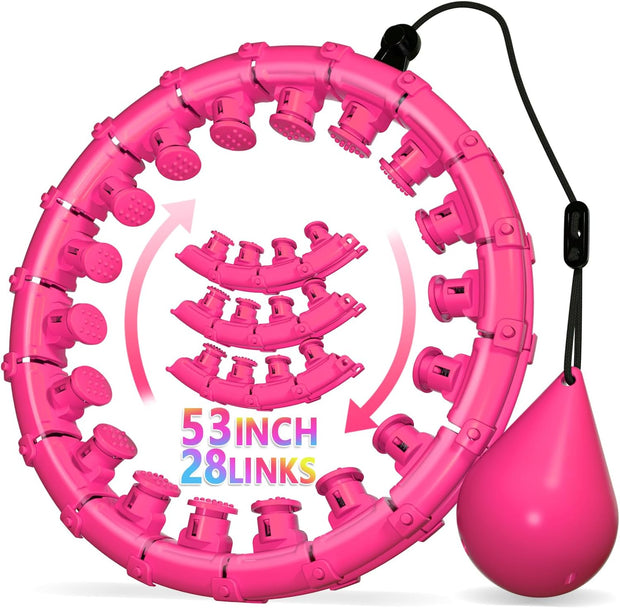 Weighted Hula Infinity Fitness Hoop for Adult Weight Loss, 2 in 1 Smart Fitness Workout Hula Circle Hoops with 28 Links(53 Inch), Exercise Fit Hoop Suitable for Women and Beginners