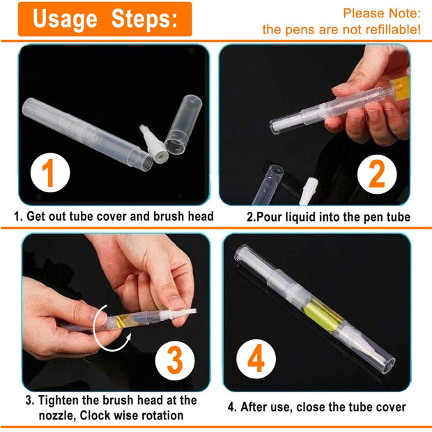 10 Pack 3 ML Transparent Twist Pens, Empty Cuticle Nail Oil Pen with Brush Tip, Cosmetic Lip Gloss Containers Applicators Eyelash Growth Liquid Tube