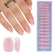 Misssix XBASICTIPS French Tip Press On Nails, 150 Pcs Short Square French Gel Nail Tips, Soft Gel Pre-shaped No File Need Fake Nails for Nail Art DIY Extension Designs, 15 Sizes