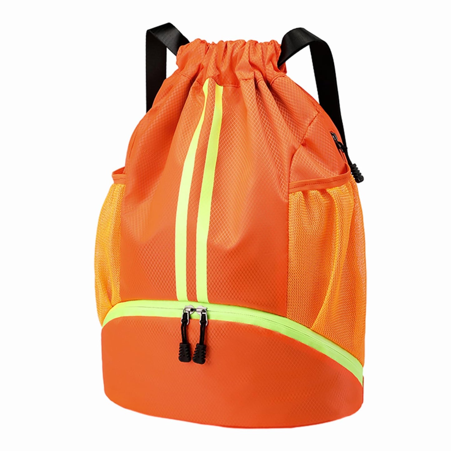 Hoedia Sports Drawstring Backpack - String Swim Gym Bag with Shoes Compartment and Wet Proof Pocket for Women&Men