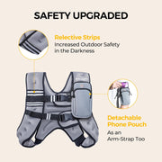 PACEARTH Weighted Vest,4lb/6lb/10lb/12lb/16lb/20lb/25lb/30lb Weight Vest with Reflective Stripe, Body Weight Vests Adjustable for Men, Women Workout, Strength Training, Running, Walking, Jogging