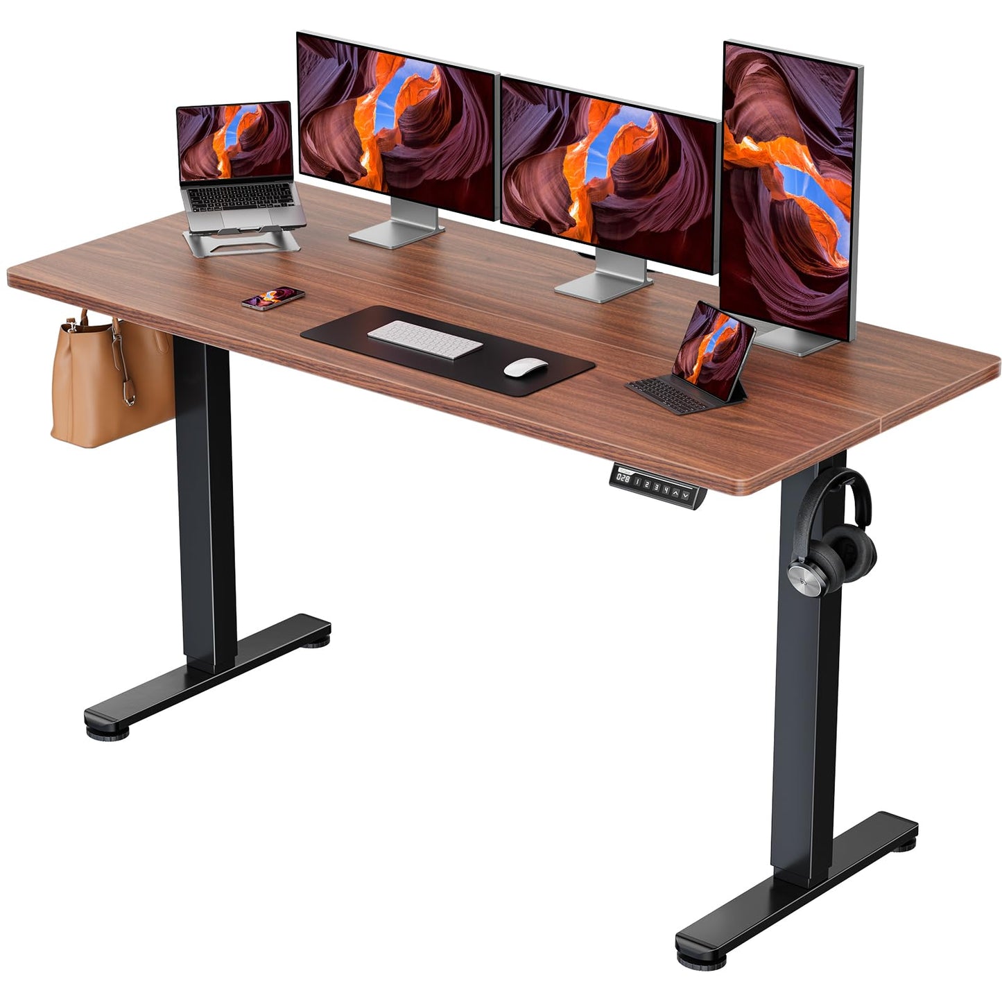 ErGear Height Adjustable Electric Standing Desk, 48 x 24 Inches Sit Stand up Desk, Memory Computer Home Office Desk with Two-Piece Desktop (Black)