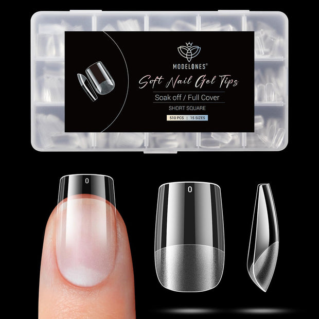 Modelones Medium Almond Nail Tips 510Pcs Clear False Acrylic Almond Press on Nails Pre-shape Full Cover Fake Extension DIY at Home 15 Sizes