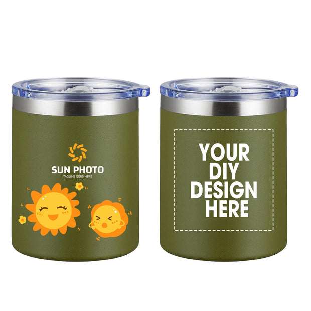 Personalized Custom Tumbler Print in USA 12oz Stainless Steel Travel Coffee Cup with Lid & Straw Double Wall Insulated Mug With Colorful Text Logo Photo