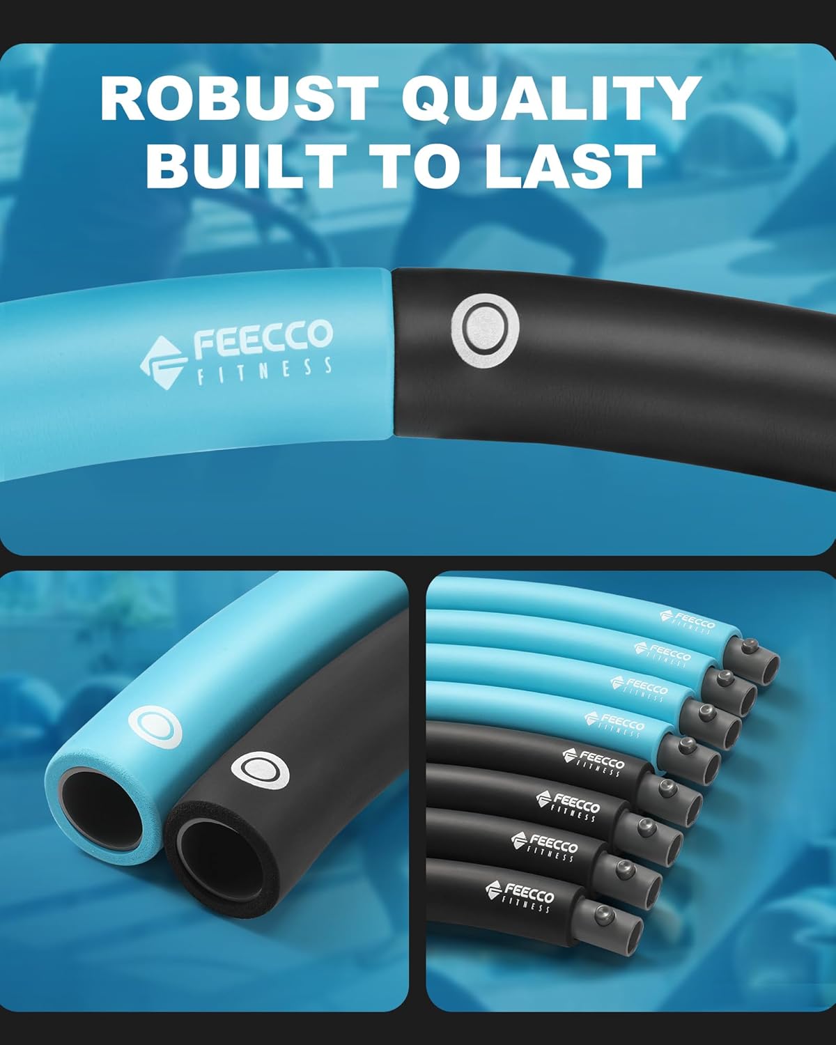 FEECCO Weighted Fitness Hoop, 8 Detachable Sections for Weight Loss