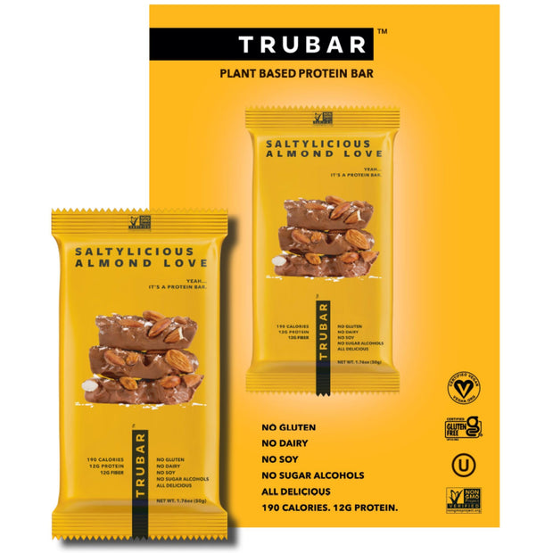 TRUBAR Vegan Protein Bar, Strawberry Shorty Got Cake, Gluten Free, Plant Based Protein, Dairy Free, Non GMO, Soy Free, No Sugar Alcohols, 12G Protein, 12G Fiber, 23G Carb, On the Go Snack Bars, 12 CT