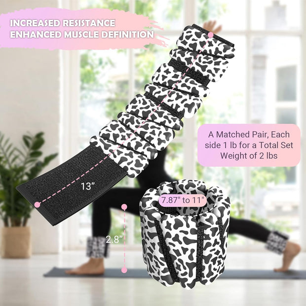 Wrist Ankle Weights for Women Set of 2, Adjustable Silicone Weighted Bangles, Wearable Ultra-durable Strips Weight Bracelet 2 lbs/4 lbs for Yoga, Pilates, Barre, Walking, Arm & Leg Workout