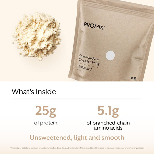 ProMix Nutrition One Ingredient Whey Protein Powder, 25g Protein per Serving, Sugar Free, Soy Free, Unflavored - 32 Servings