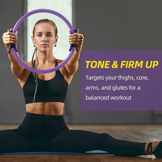 Pilates Ring Set – Pilates Kit for Home Workouts with Ball, Resistance Bands, Sliding Discs & Grip Socks, Portable Pilates Essentials Accessories for Women Beginners, 9 in 1 Pilates Equipment