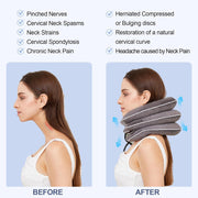 Neck Stretcher for Pain Relief, Adjustable Inflatable Cervical Traction Device, Neck Brace for Home Use, Supports Neck Decompression & Spine Alignment，Gifts for Women (Grey)