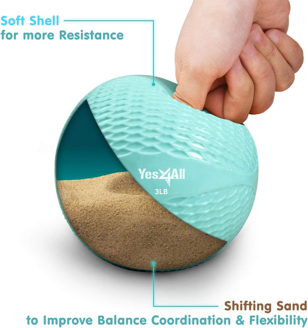 Yes4All Weighted Toning Balls for Exercise, Soft Medicine Balls for Exercise, Pilates, Yoga, Balance, Flexibility, 2-10lbs