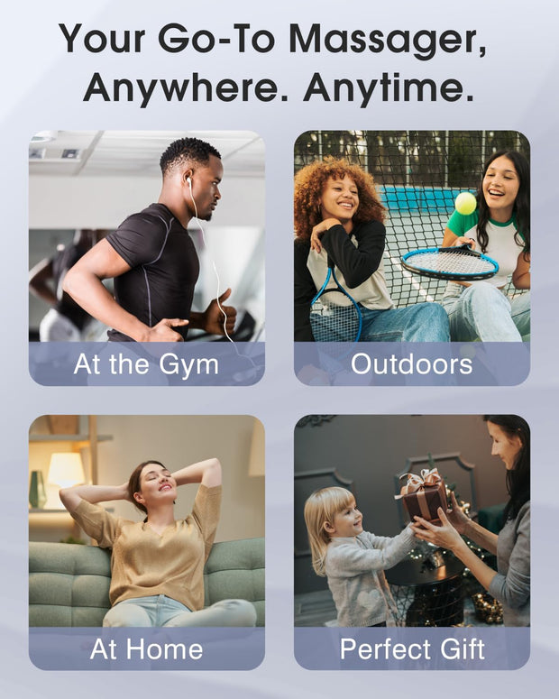 Mini Massage Gun, Percussion Muscle Massager for Back Pain Relief, Compact Sports Travel Massage Gun with 6 Massage Heads 4 Speeds, Gift for Her, Home, Athletes