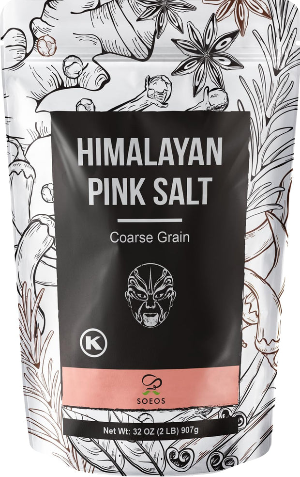 Soeos Whole Black Peppercorns 12oz + Himalayan Pink Salt 2lb, Salt and Pepper for Grinders, Black Peppercorn Refil, Pink Himalayan Sea Salt, 2 Piece Set