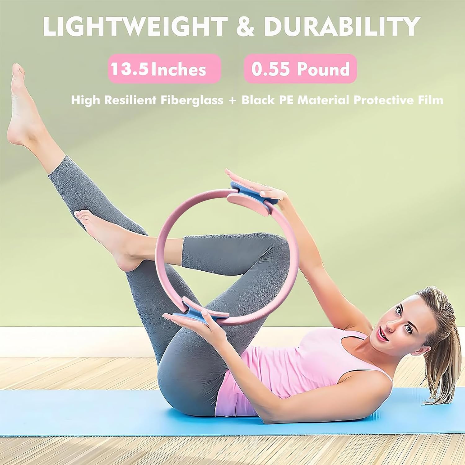 Pilates Ring and Ball Set, Adjustable Ankle Wrist Weights, Resistance Bands, Pilates Equipment for Home Workout Kit to Tone, Sculpt and Strengthen, Fitness Magic Circle Rings for Yoga Women