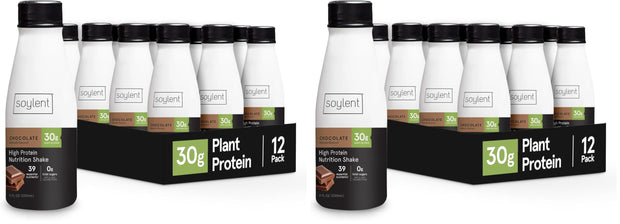 Soylent Complete Protein Shake, Chocolate, 30g Protein, Vegan, Dairy Free and 0g Sugar, Ready to Drink Protein Drinks, 11oz (12 Pack)