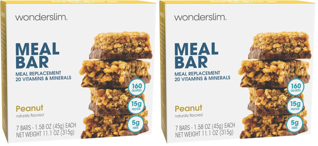WonderSlim Meal Replacement Protein Bar, Variety Pack, 15g Protein, 20 Vitamins & Minerals (7ct)