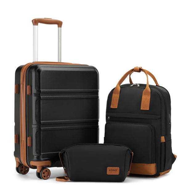 Kono 3 Piece Luggage Sets Expandable(only 28") Lightweight with Spinner Wheels TSA Lock Hardside Travel Rolling Suitcases 20in 24in 28in Carry on Pink