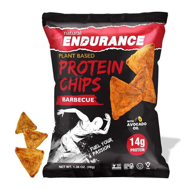 Natural Endurance Protein Chips - Low Carb Chips, High Protein Snack, Vegan Protein with Avocado Oil, 14g Protein Per Bag, Gluten Free, Nacho, BBQ, Chili, Birthday Cake, Original - Variety Pack, 1.38 oz Bags (Pack of 12)