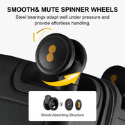 LEVEL8 Trunk Luggages, Large Suitcase 28 Inch Luggage with Spinner Wheels, Luminous Textured Checked Lightweight Hard Shell with Tsa Lock, Black