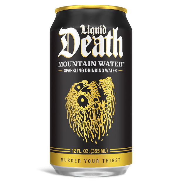 Liquid Death, Sparkling Mountain Water, 12-Pack (12oz Cans), Real Mountain Source, Infinitely Recyclable Ice-Cold Cans, American Made