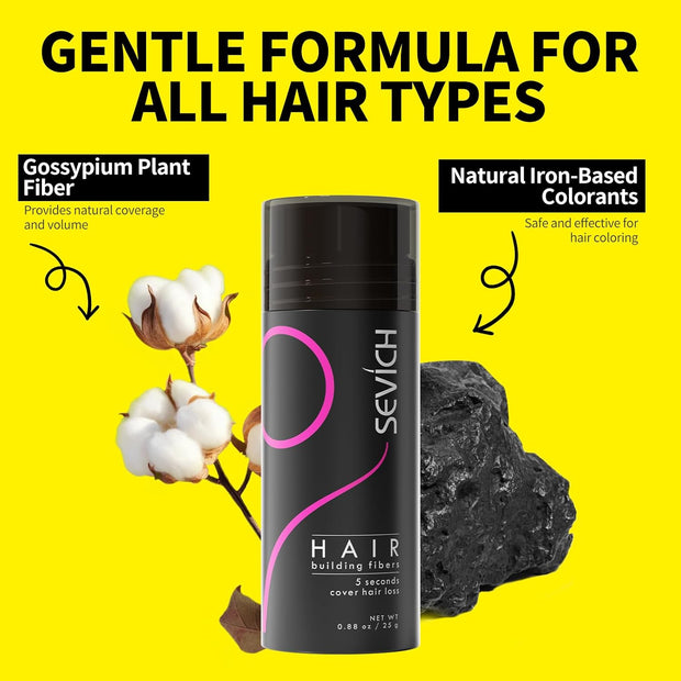 SEVICH Hair Fibers for Thinning Hair, Hair Building Fibers Instantly Thicker & Fuller Look,Hair Powder for Men & Women 25g Dark Brown