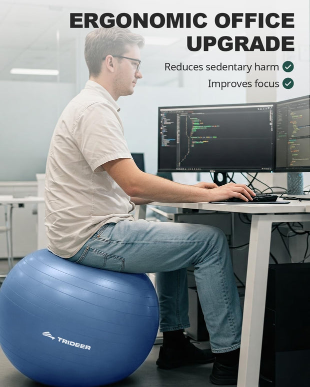 Trideer Yoga Ball – Anti-Burst Exercise Ball for Pregnancy, Office, Birthing, Stretching & Core Workout – Home Gym & Therapy