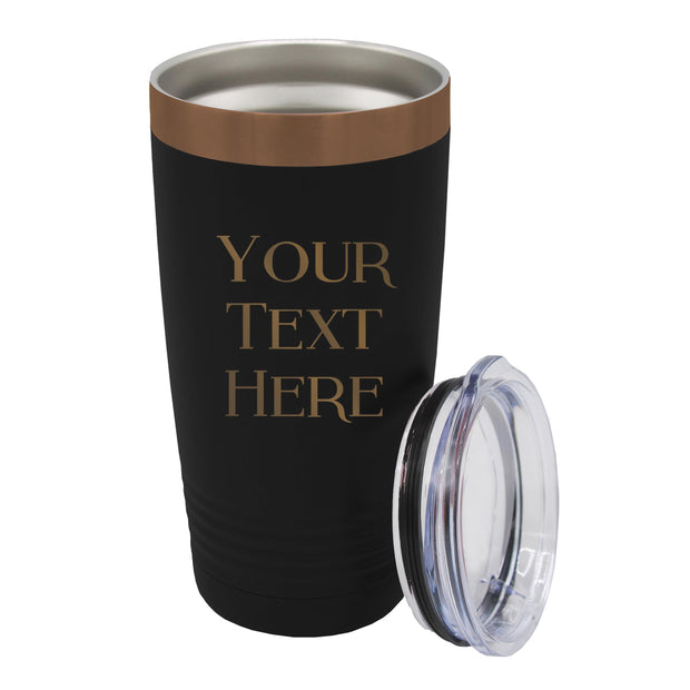 My Personal Memories Customized Personalized Stainless Steel Travel Tumbler with Lid - Engraved Double-Wall Vacuum Insulated for Him, Her Your Custom Text (20 oz, Black)