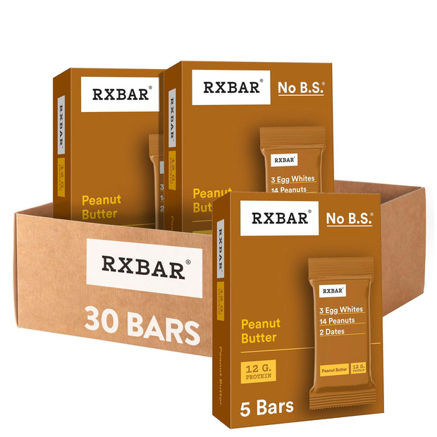 RXBAR Protein Bars, 12g Protein, Gluten Free Snacks, Snack Bars, Peanut Butter, 22oz Box (12 Count)